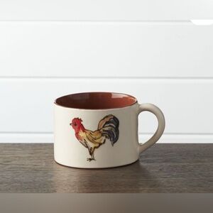 🐓 Crate & Barrel Rooster Mugs – Set of 2 Farmhouse Coffee Cups
